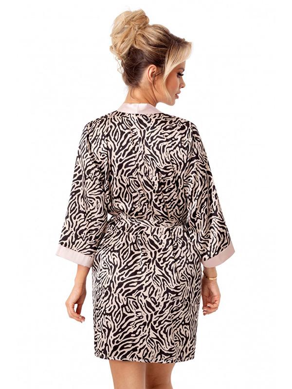 Donna Short Satin Robe Sheila Cappuccino - Black