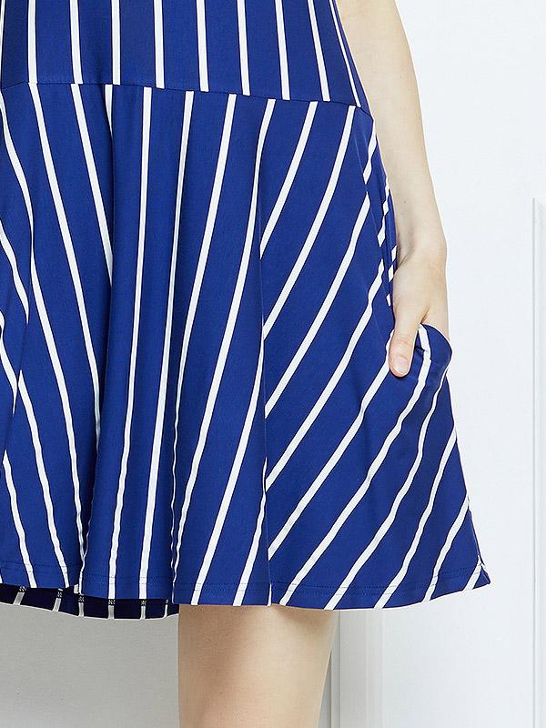 Lega viskozinė suknelė "Hailey Blue - White Stripes"