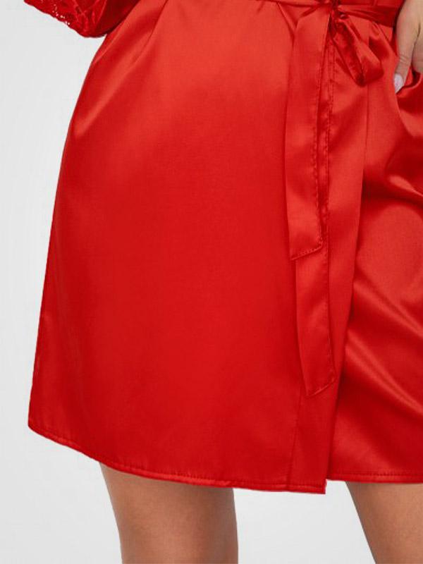 Donna халат из атласа с кружевом "Colette Red"