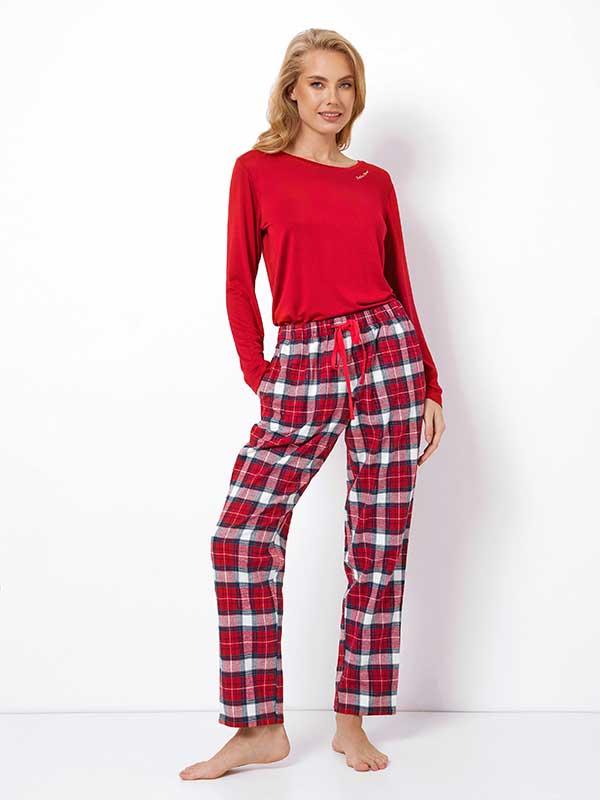 Aruelle Cotton and Viscose Pyjamas Marie Long Red - White
