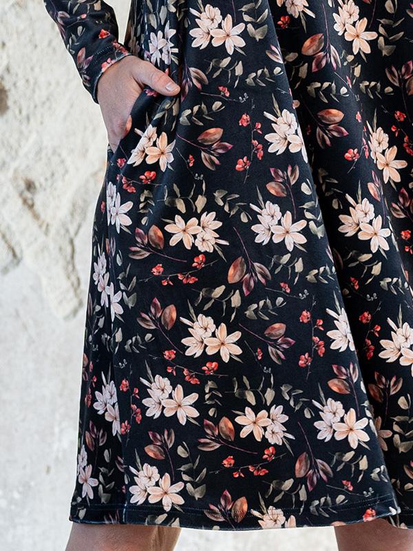 Lega платье из велюра свободного силуэта "Rosie Black - Multicolor Flower Print Velour"