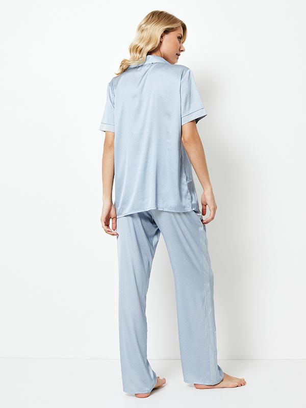 Aruelle длинная сатинированный блеск пижама  "Essy Long Light Blue"