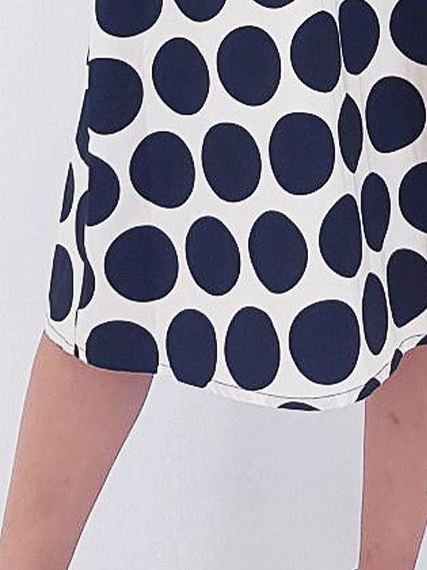 Il Vento E La Seta Cotton A-line Dress Dinno Ecru - Navy Big Dots