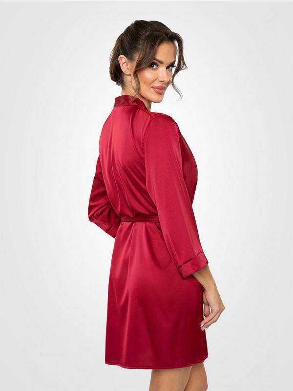 Donna атласный халат с кружевами "Mari Burgundy"