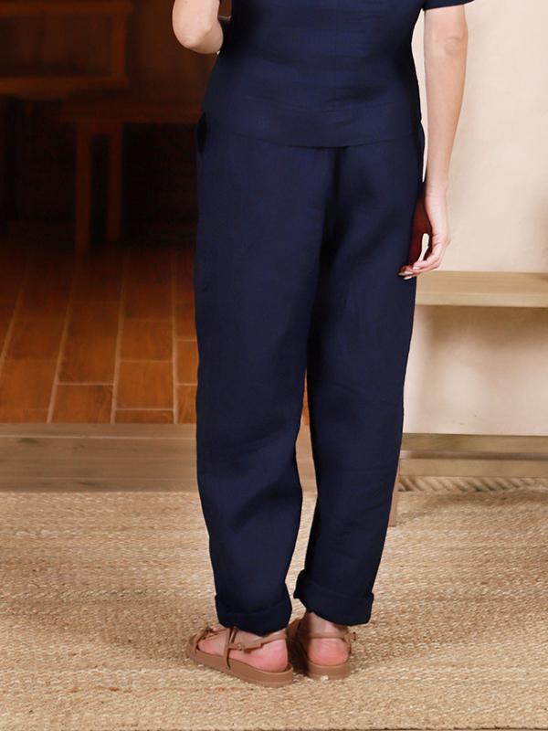 Lega Linen Trousers Santa Navy