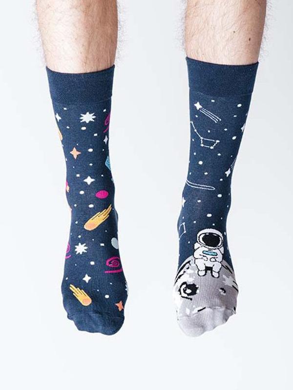 Spalvotos Kojines хлопчатобумажные носки унисекс "Cosmos Navy - Multicolor"