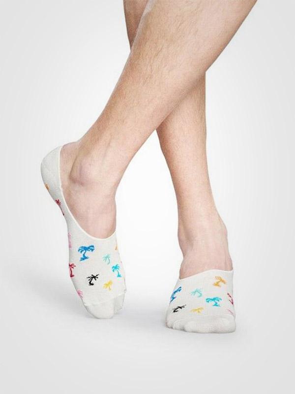 Happy Socks medvilninės nepastebimos kojinaitės "Palms Ecru - Multicolor"