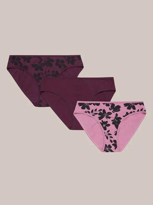 Esotiq комплект из 3-х хлопковых трусиков "Mia - Mia Violet - Pink - Black"