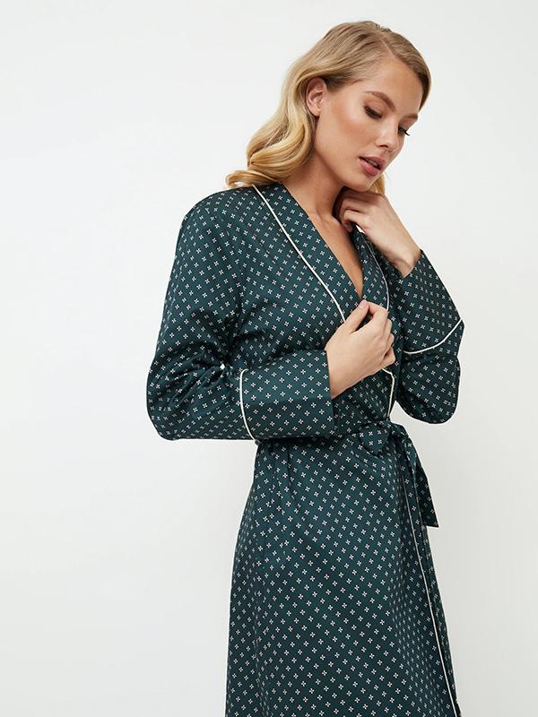Aruelle medvilninis raštuotas chalatas "Griselle Emerald"
