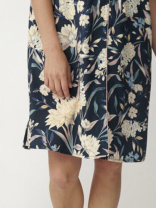 Triumph Viscose Nightdress Lounge Me Boyfriend NDW SSL Navy - Multicolor Flower Print