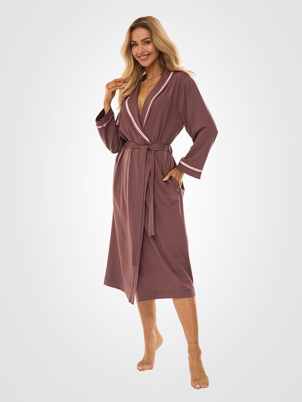 L&L Long Viscose Robe Debra Long Plum