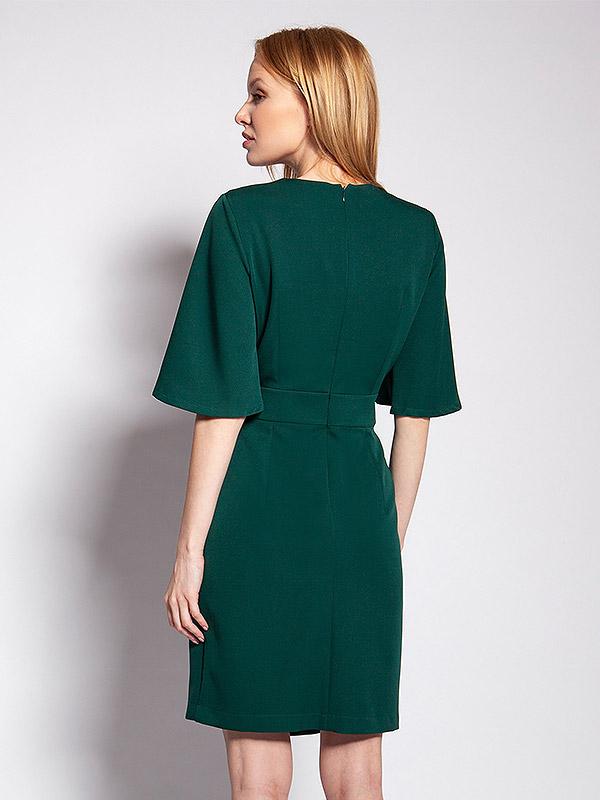 Lanti asimetrinė viskozinė suknelė plačiomis rankovėmis "Kamila Green"