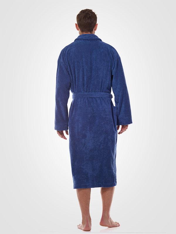 L&L Men's Cotton Dressing Gown Robert Navy