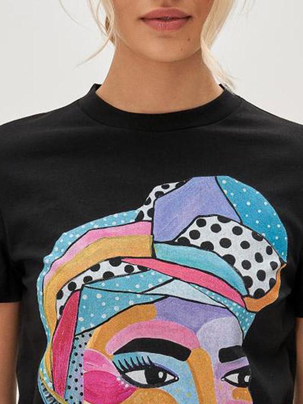 Utenos by Garbanota medvilnės marškinėliai "Nina 2 Black - Multicolor"