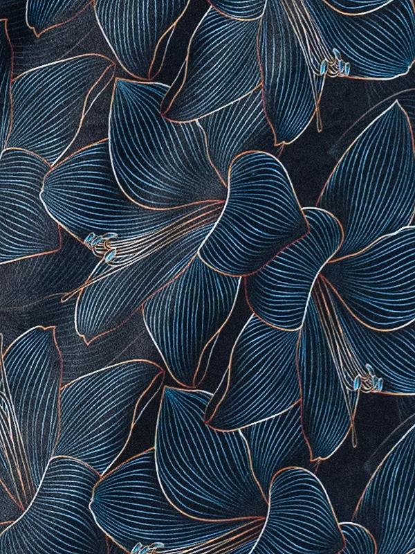 Lega Long Velour Skirt Viki Navy - Turquoise Flower Print Velour