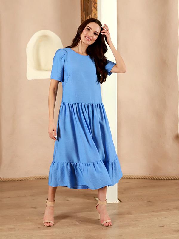 Lega Viscose Midi Dress Trudy Light Blue