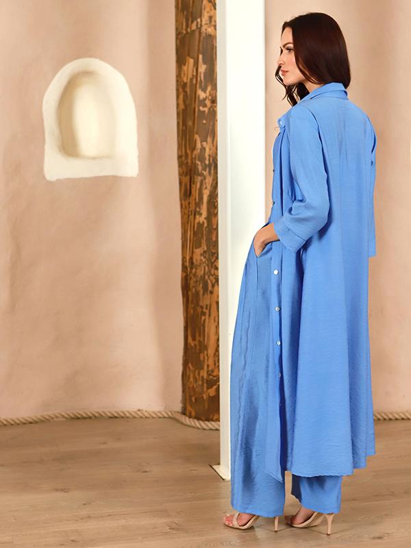 Lega Wide Viscose Trousers Milanna Light Blue
