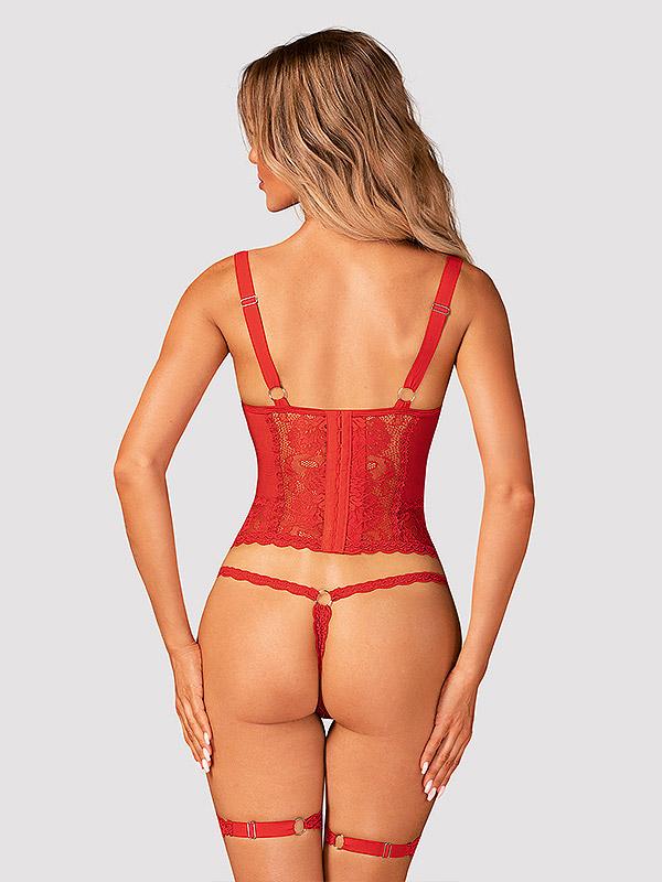 Obsessive Lacy Underwired Corset Belovya Red