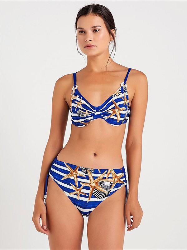 Charmline bikini maudymosi kostiumėlis "Starfish Marina Blue - White Stripes"