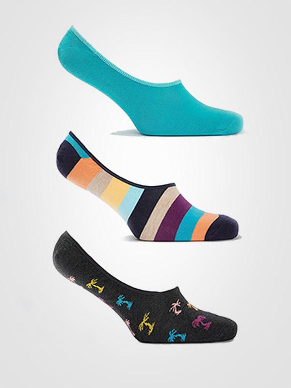 Happy Socks 3 porų unisex kojinaičių komplektas "Palms Graphite - Blue - Multicolor"
