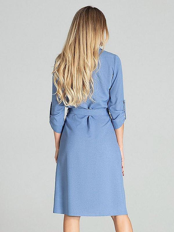 Figl suknelė-marškiniai su diržu "Oliwia Blue"