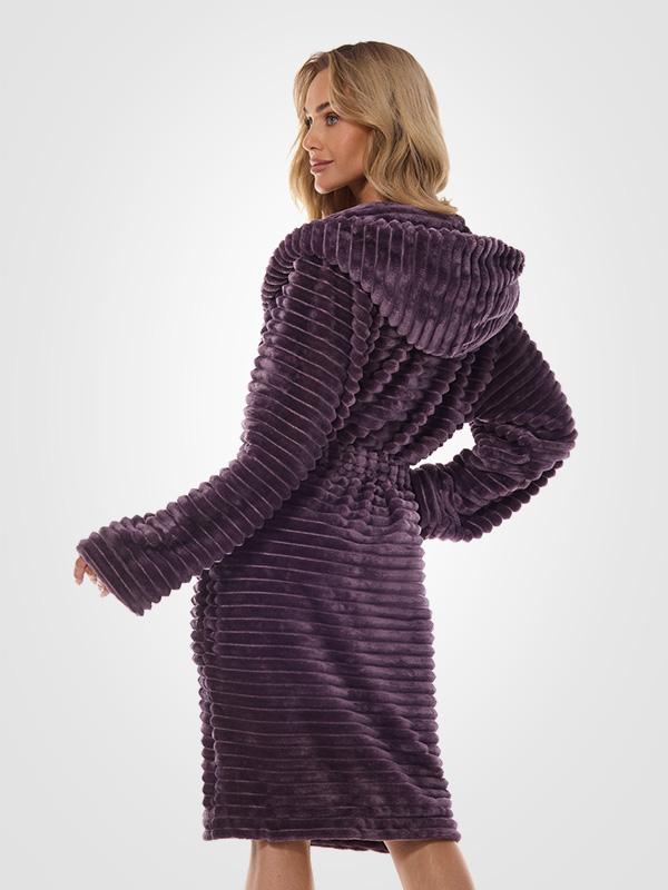 L&L Patterned Hooded Dressing Gown Robin Amethyst