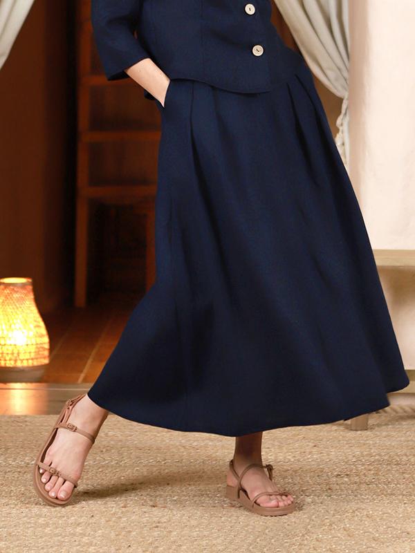 Lega длинная льняная юбка "Donella Navy"