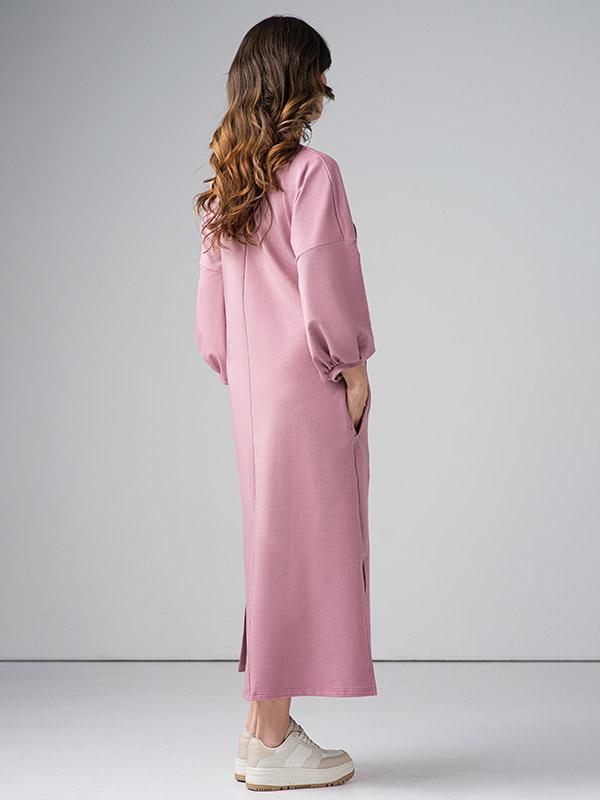 Lega ilga medvilninė suknelė "Bruna Dusty Pink"