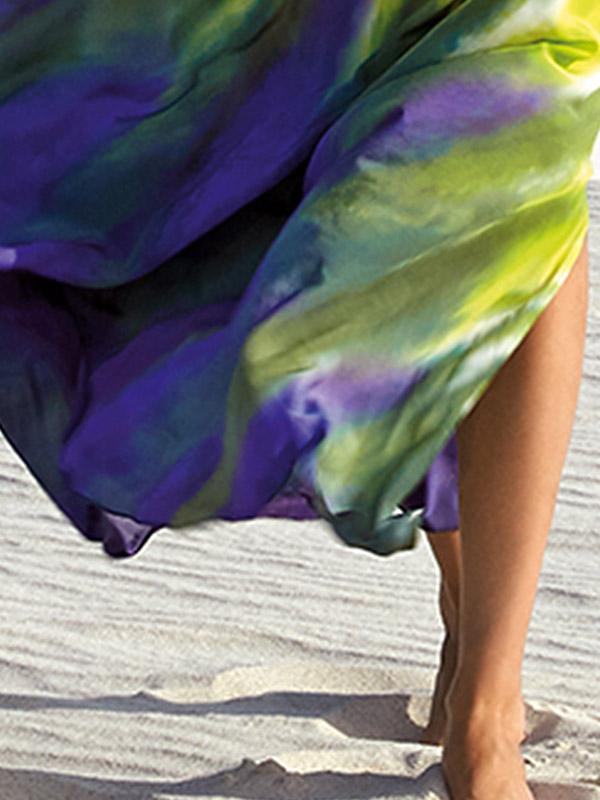 Maryan Mehlhorn paplūdimio viskozinė suknelė "Waterflow Lime - Blue - White"