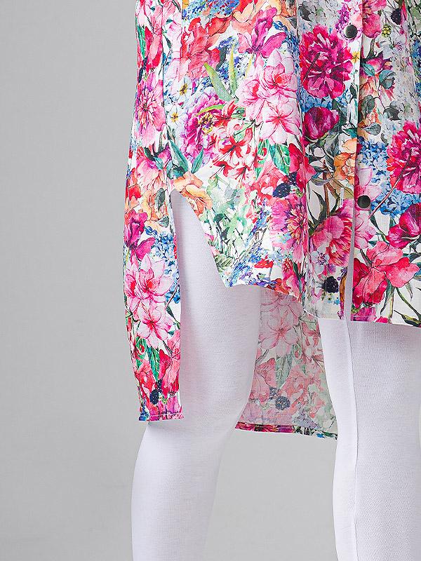 Lega lininė marškinių tipo suknelė "Elmira Multicolor Flower Print"