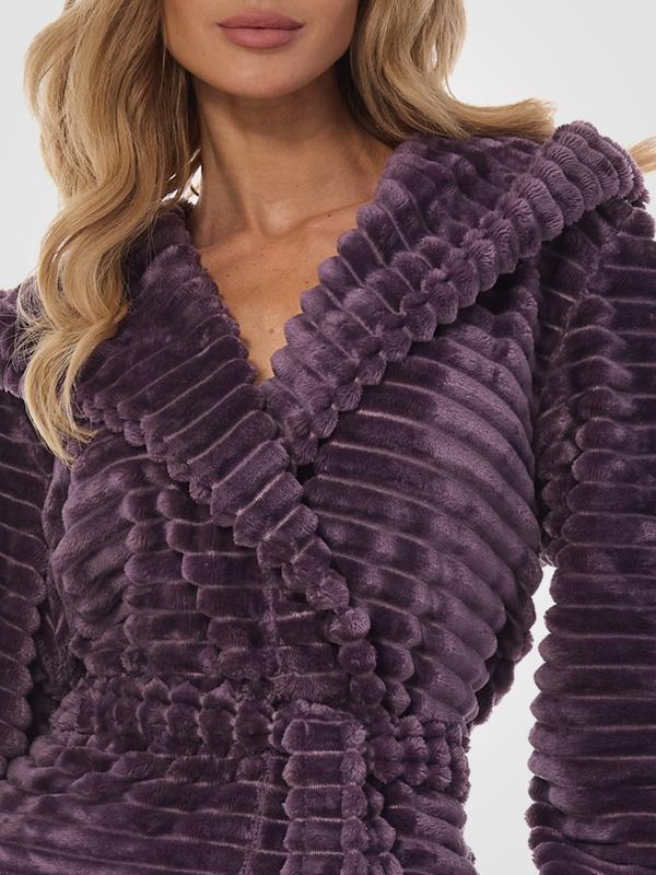 L&L Patterned Hooded Dressing Gown Robin Amethyst