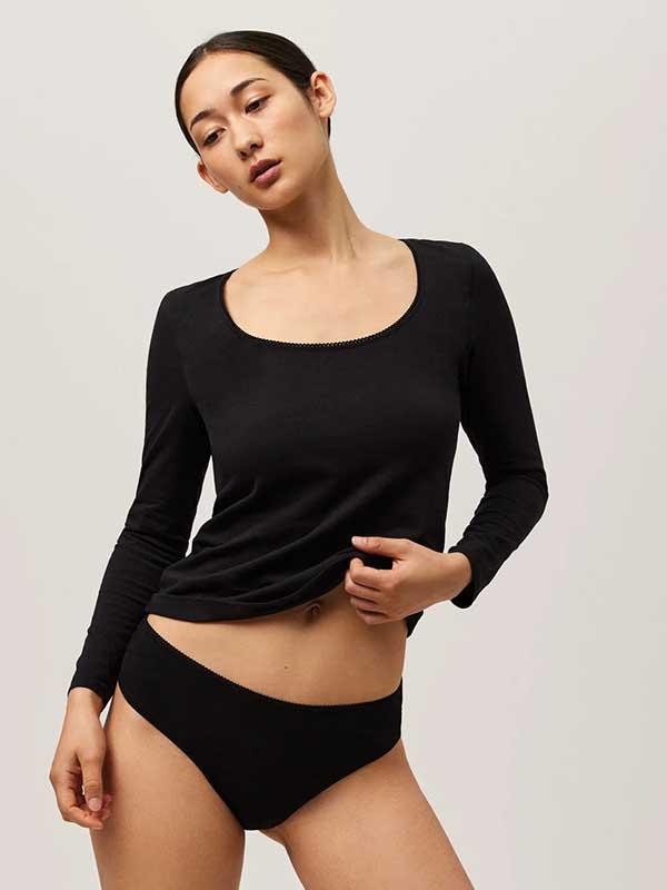 Ysabel Mora Cotton Undershirt Bianca Black