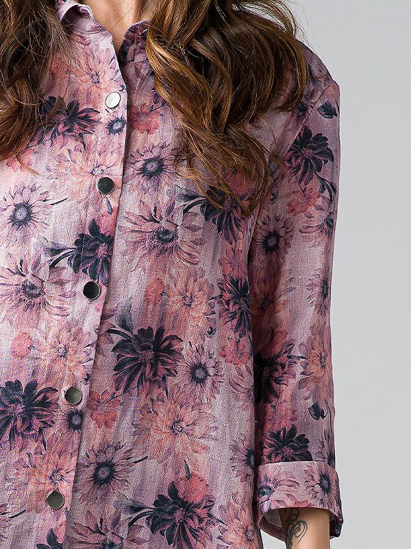 Lega lininė marškinių tipo suknelė "Elmira Dusty Violet Flower Print"