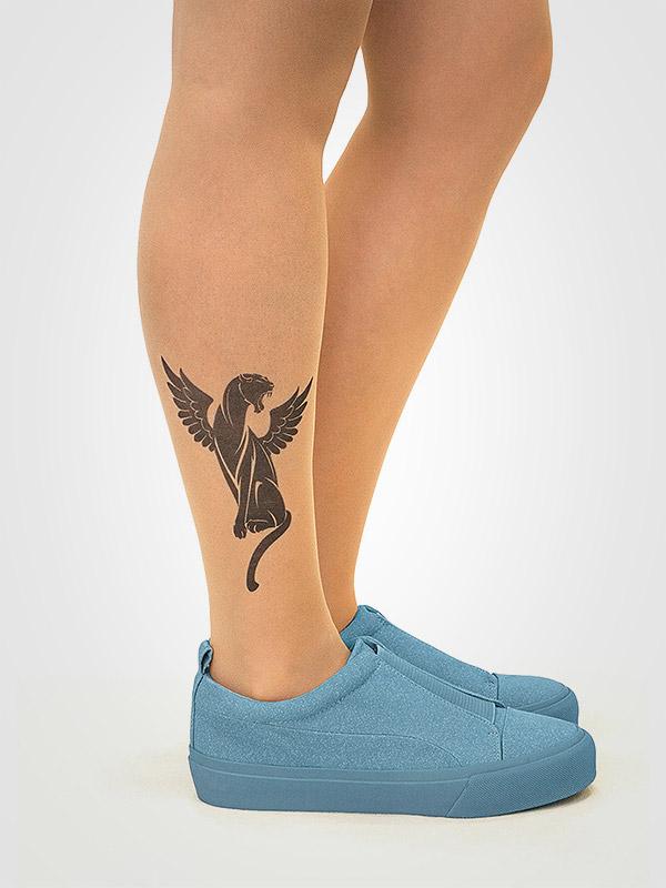 Stop & Stare чулки с татуировкой "Winged Panther 20 Den Sun"
