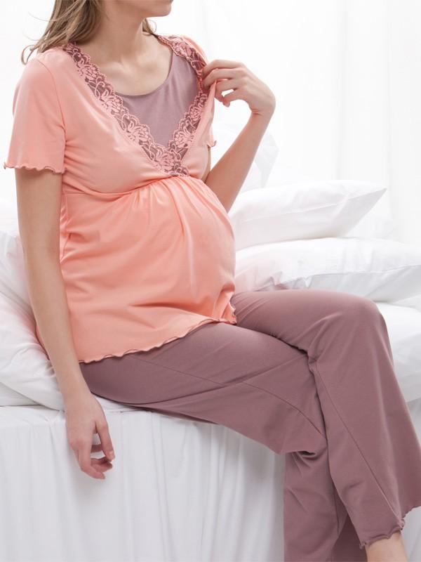 Lega Cotton Maternity Pyjamas Daisy Peach