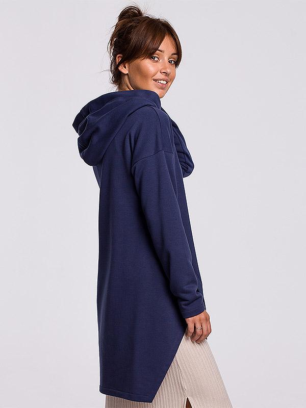 BeWear oversize medvilninis džemperis su gobtuvu "Marina Blue"