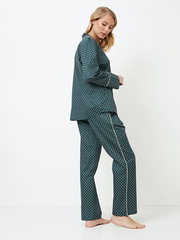Aruelle raštuota ilga medvilninė pižama "Genny Long Emerald"