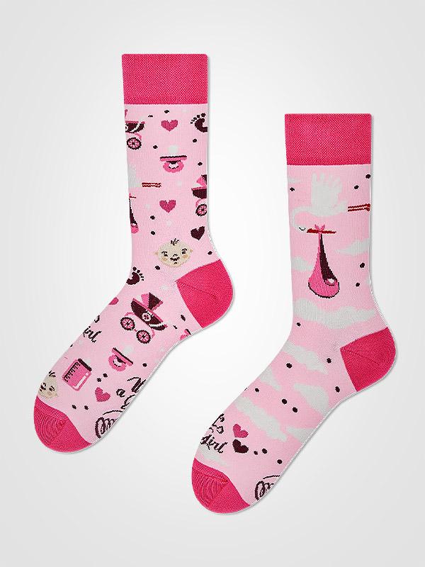 Many Mornings хлопковые унисекс носки "It's A Girl Pink"