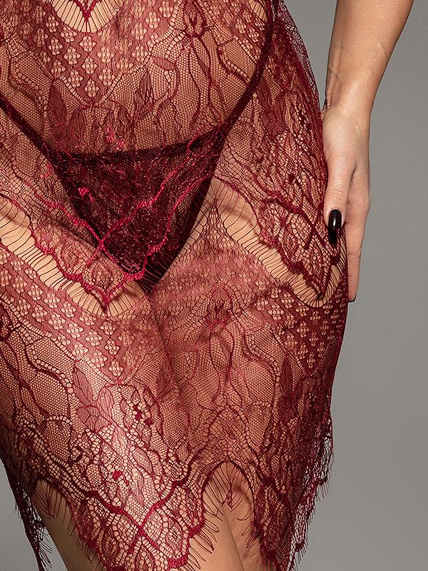 Gatta Sheer Chemise With Lace Betty Burgundy