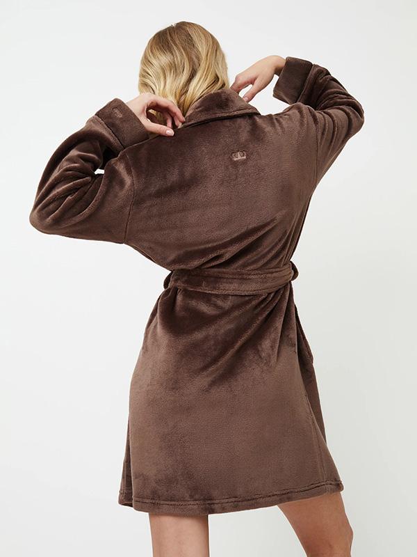 Aruelle Short Soft Dressing Gown Eva Brown