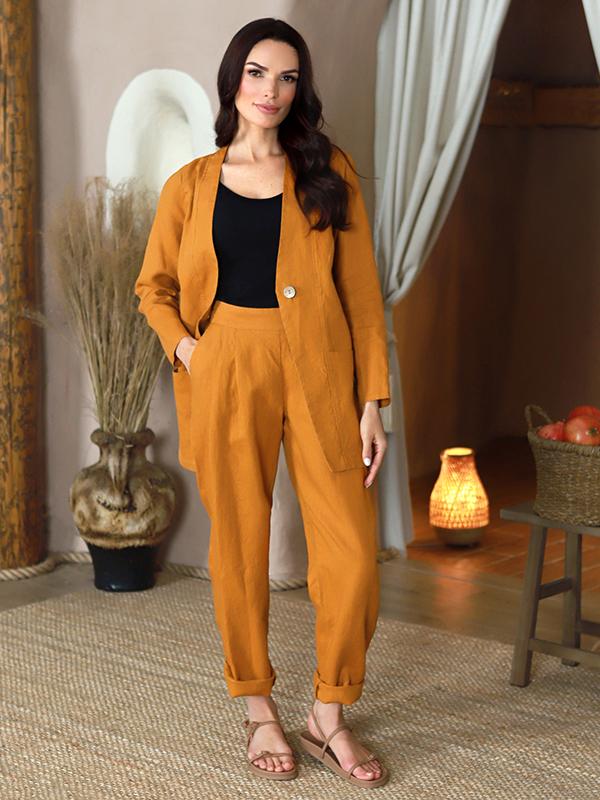 Lega Linen Jacket Krista Yellow