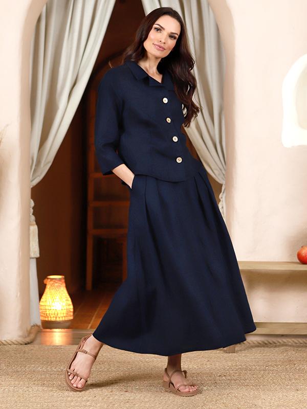 Lega длинная льняная юбка "Donella Navy"