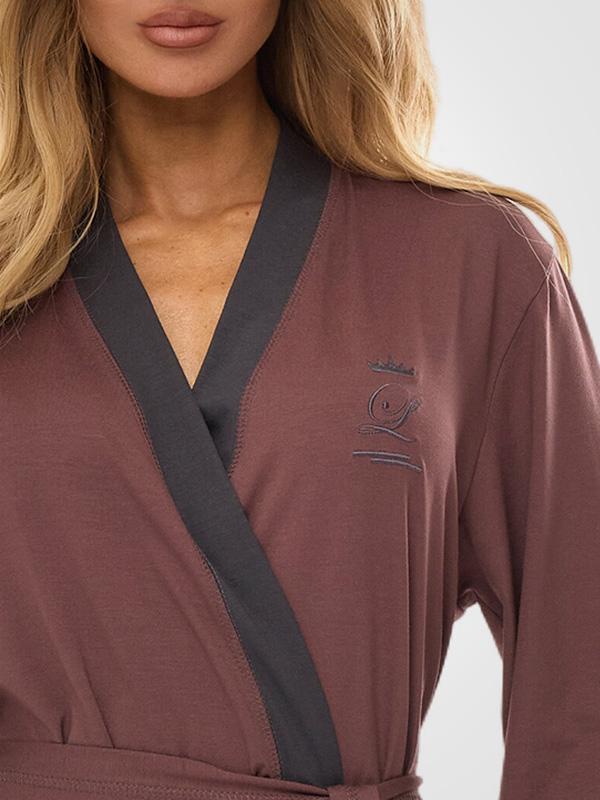 L&L Long Viscose Robe Rajana Long Plum - Graphite