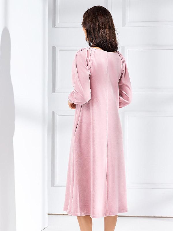 Lega medvilninė laisvai krentanti suknelė "Melisa Pink Velour"