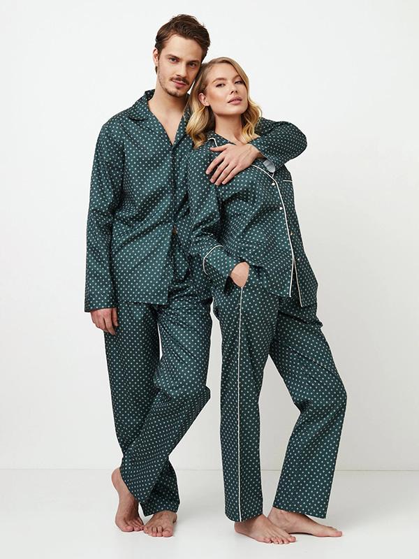 Aruelle raštuota ilga medvilninė pižama "Genny Long Emerald"