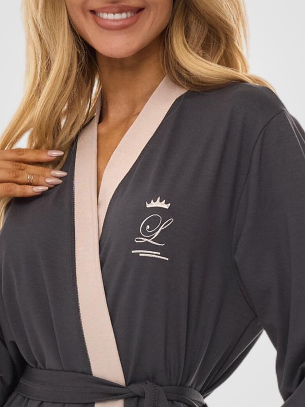 L&L Long Viscose Robe Rajana Long Graphite - Grey
