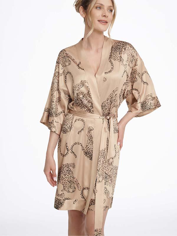 Esotiq Satin Dressing Gown Lovable Beige - Brown