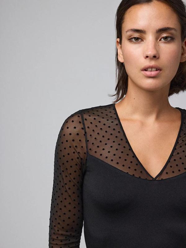 Ysabel Mora Thermo Shirt with Tulle Alisa Black