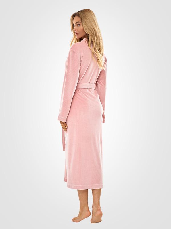 L&L Long Patterned Robe Aura Pink Velour