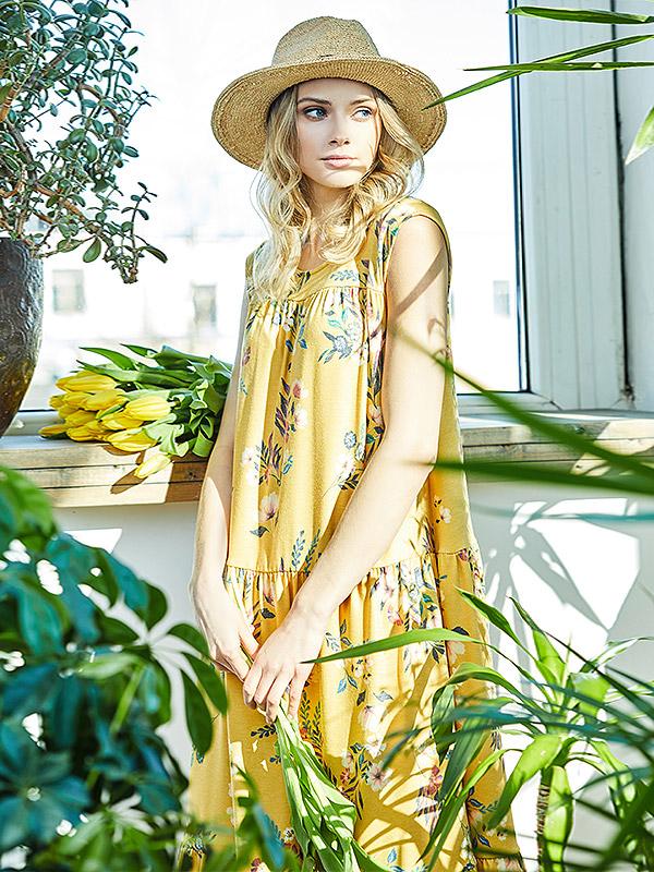 Lega suknelė "Ellie Mustard Flower Print"